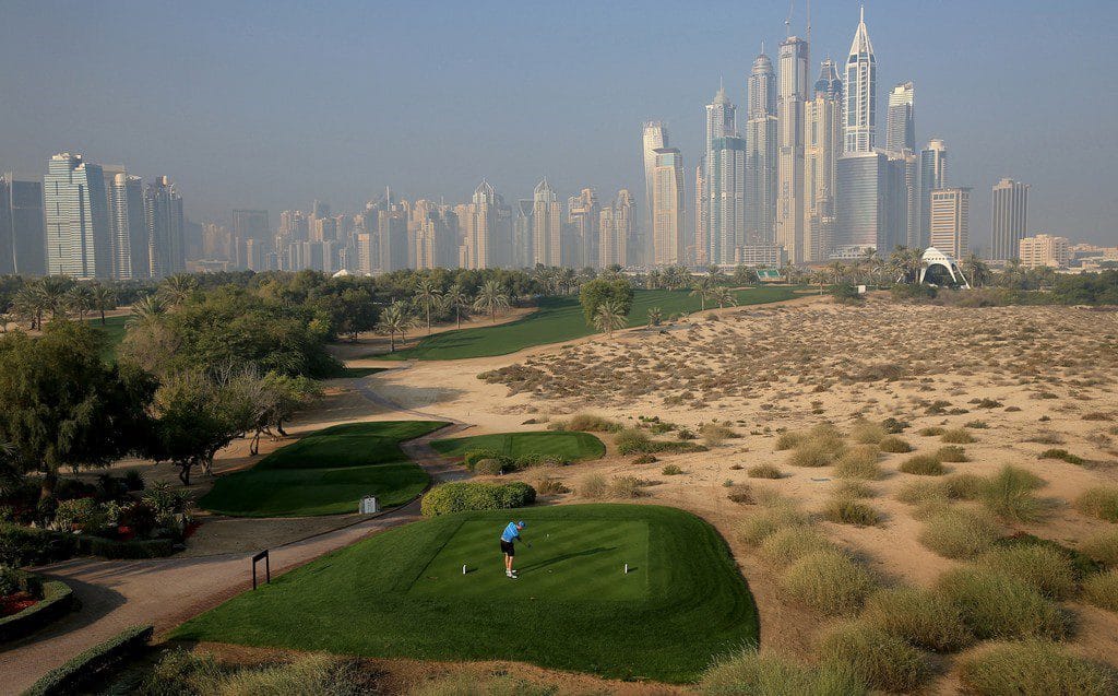 during the final round of the 2014 Abu Dhabi HSBC Golf Championship at Abu Dhabi Golf Club on January 19, 2014 in Abu Dhabi, United Arab Emirates.