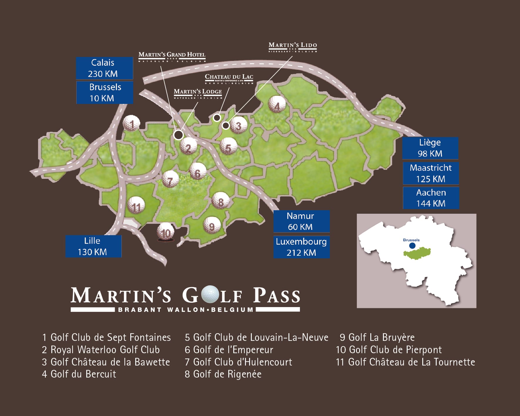 Overzicht hotels en golfbanen