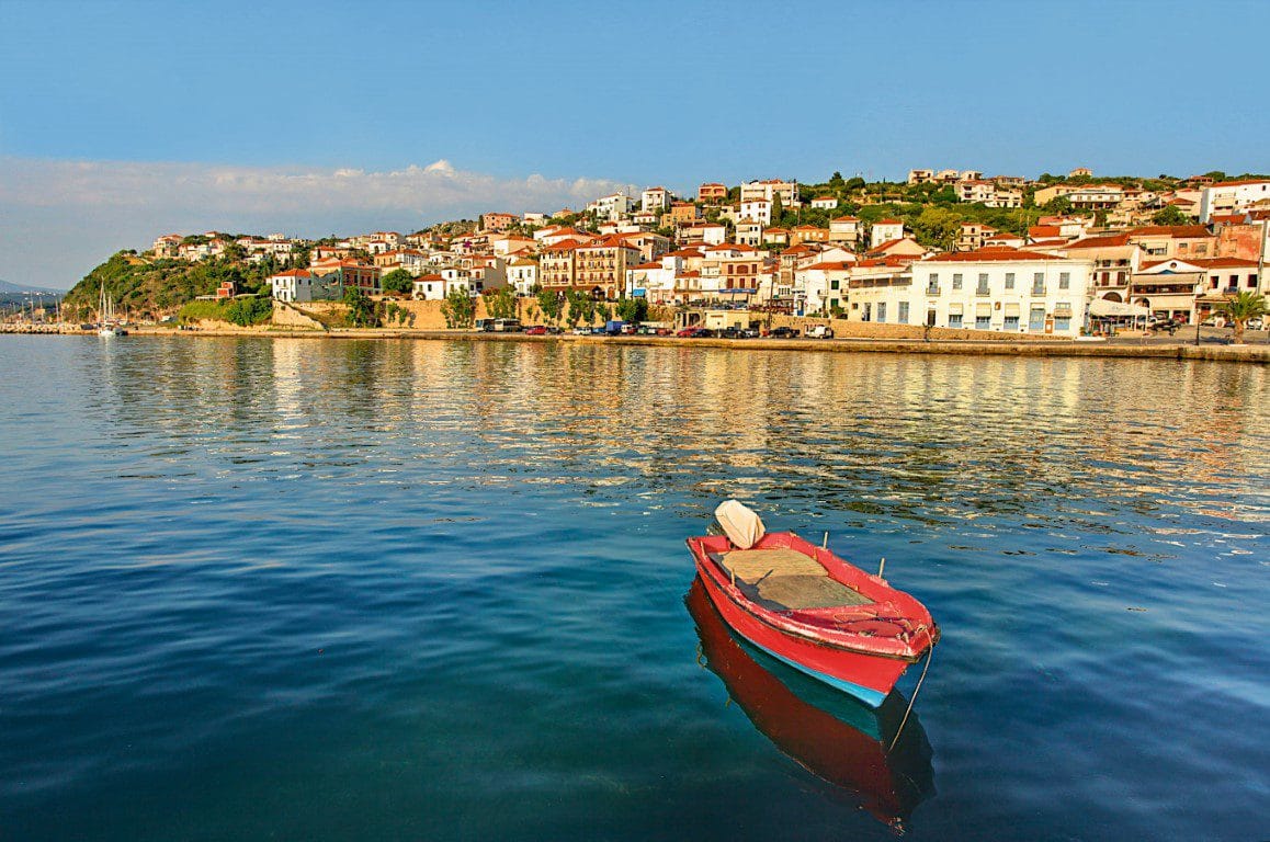 Pylos harbour at sunset