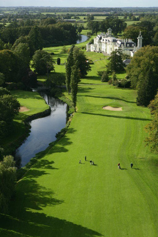 STRAFFAN, CO.KILDARE - SEPTEMBER 27: The 570 yard par 5, 7th hole on the Palmer Course, venue for the 2006 Ryder Cup at the K Club, (this hole will play as the 16th hole in the Ryder Cup) on September 27, 2005 in Straffan, Co. Kildare, Ireland  (Photo by David Cannon/Getty Images)