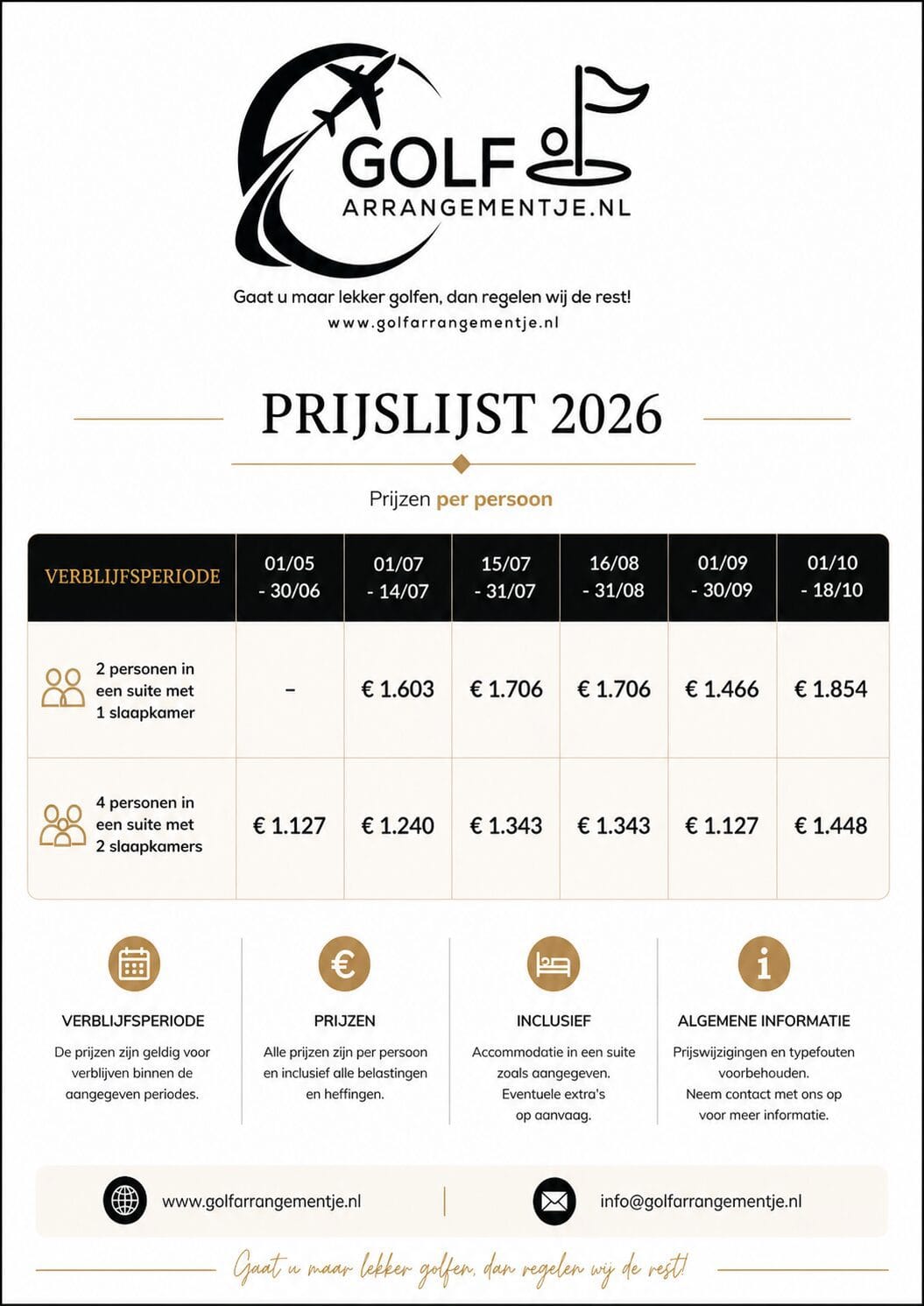 Prijzen 2026 aanbieding